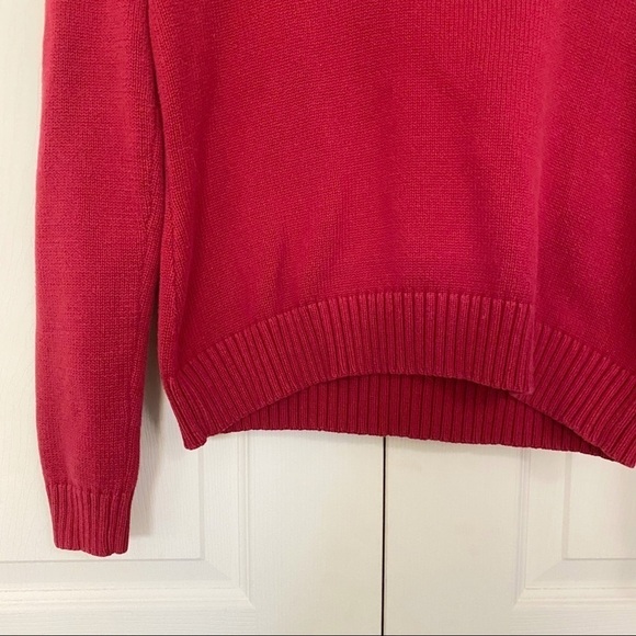 Chaps Nautical Gold Button Red Long Sleeve Sweater - Picture 4 of 6